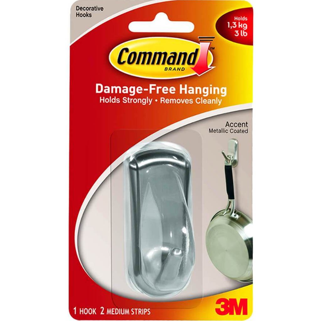 3M Command Accent Medium Hook Brushed Nickel