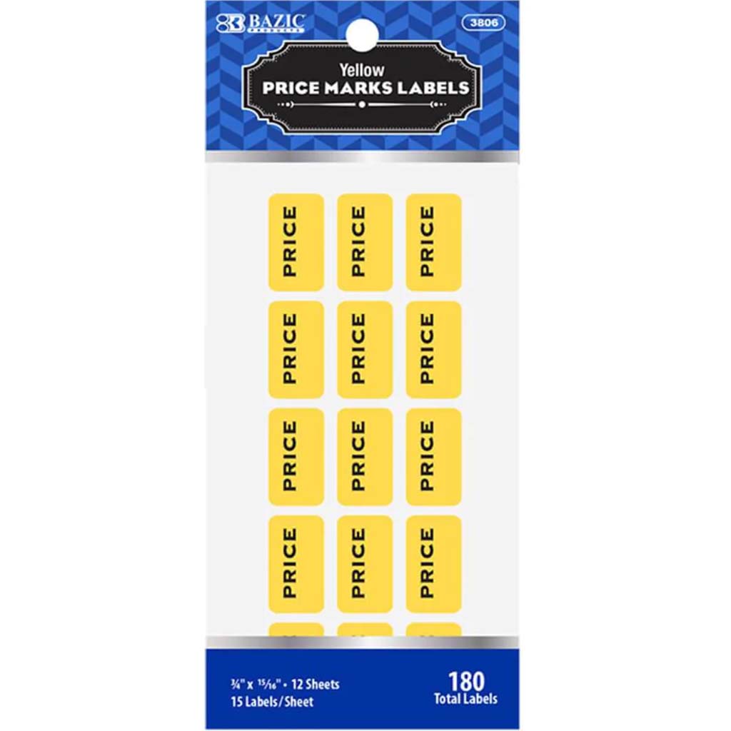 Yellow Price Mark Label 180ct 