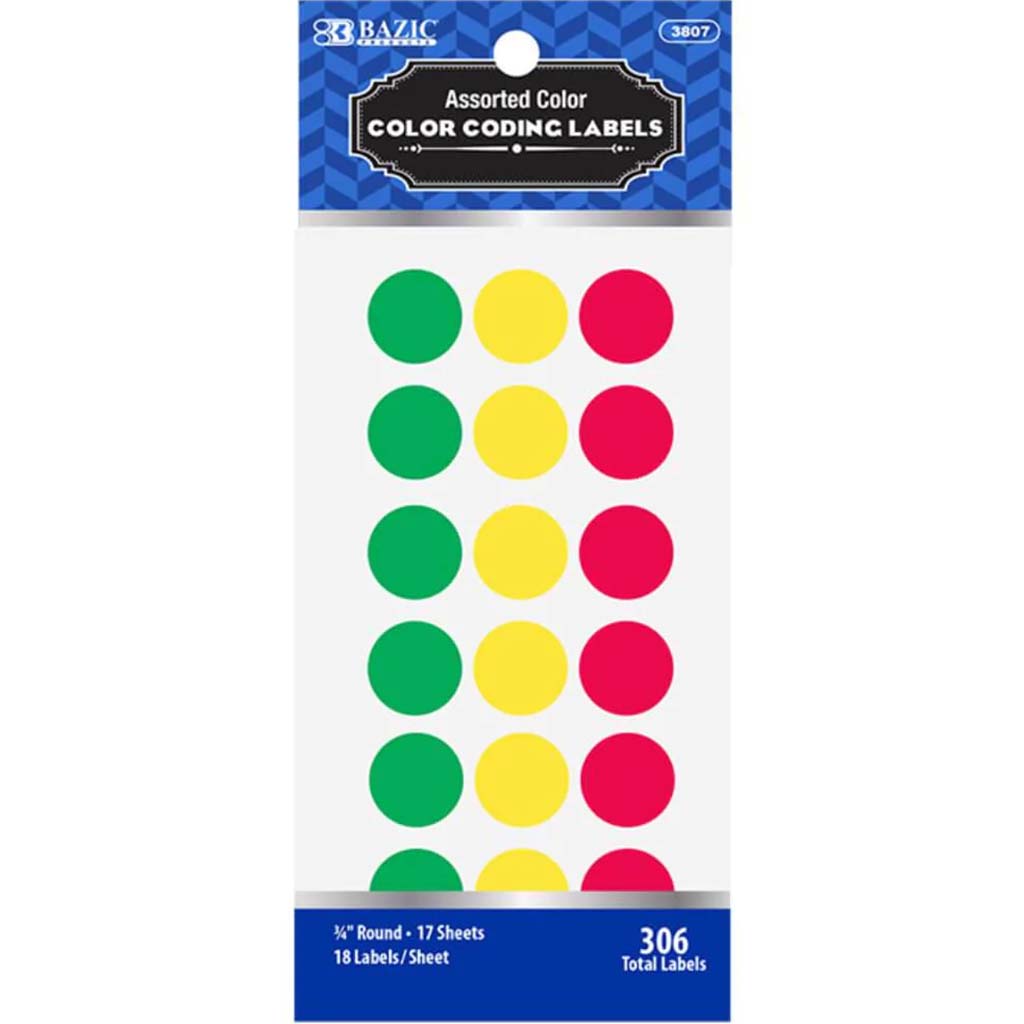 Round Label Assorted Colors 