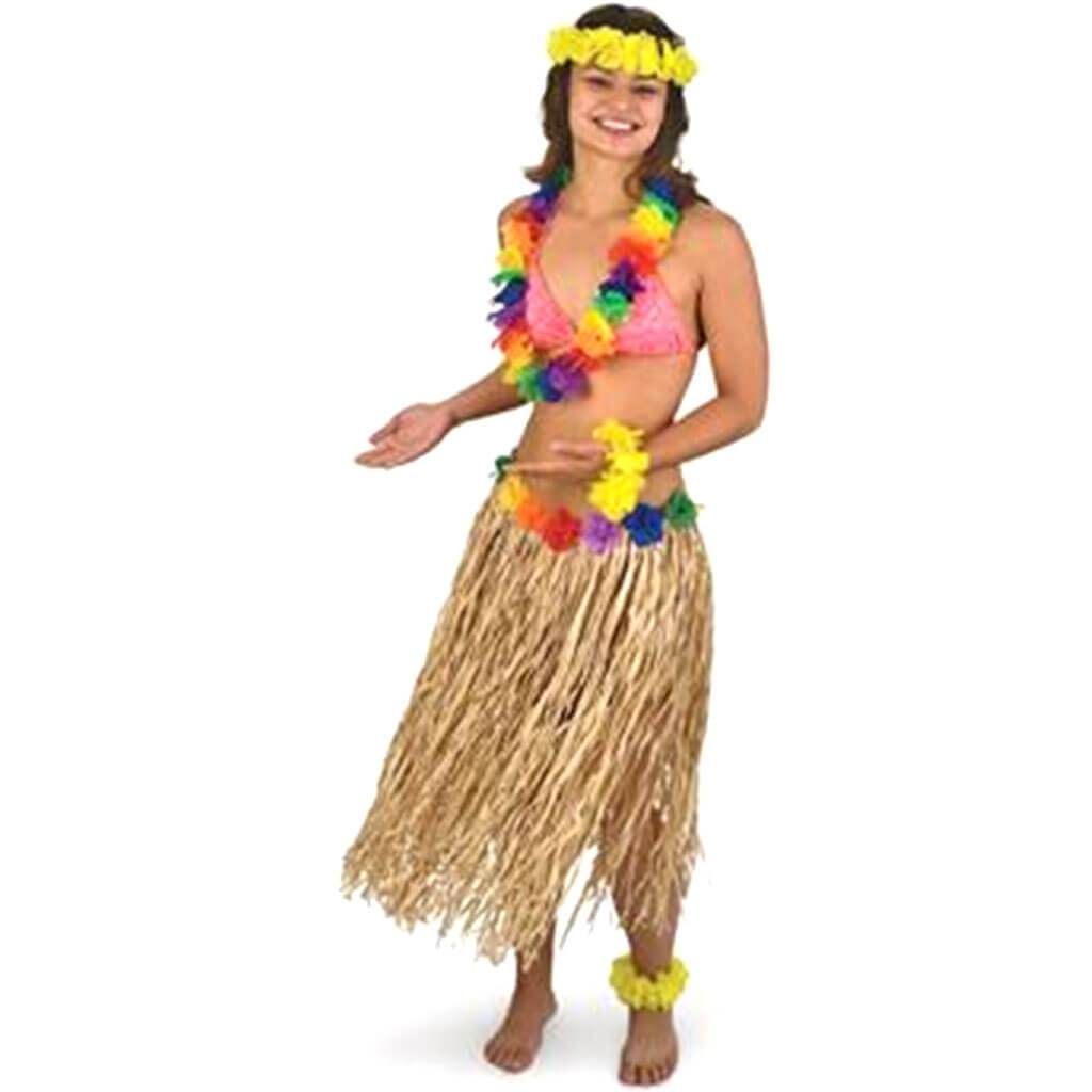 Hula Skirt with Flower Natural