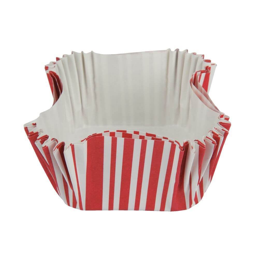 Baking Cups 12ct, Square Striped Classic Red 