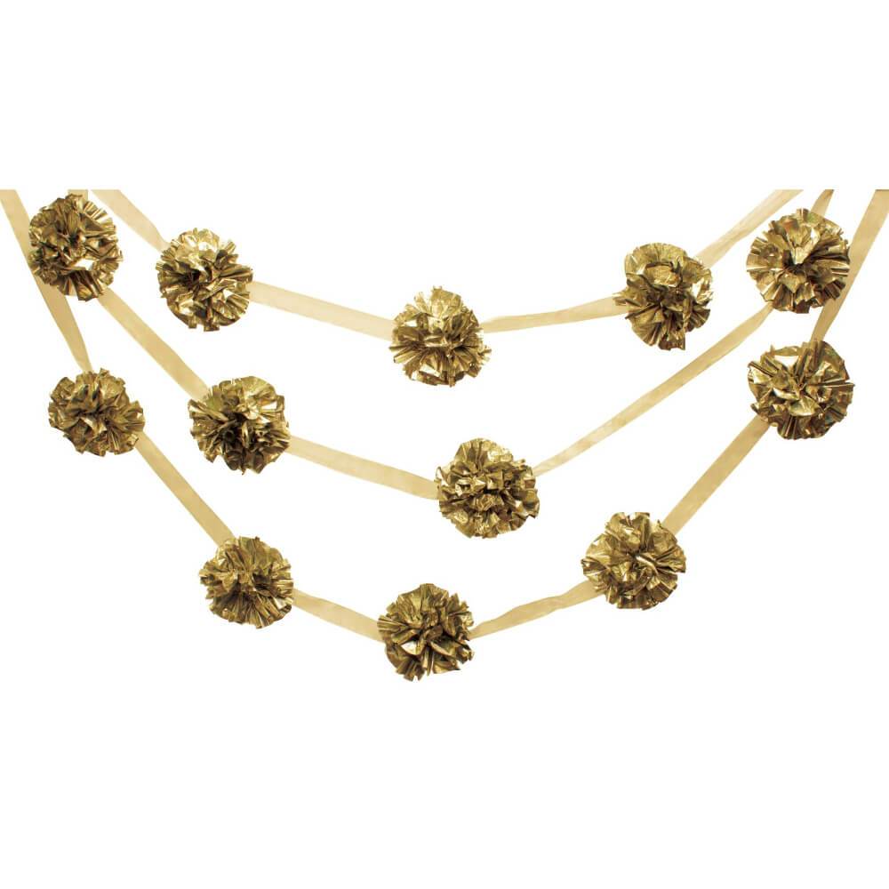 Pom Pom Garland, Glitter Gold 