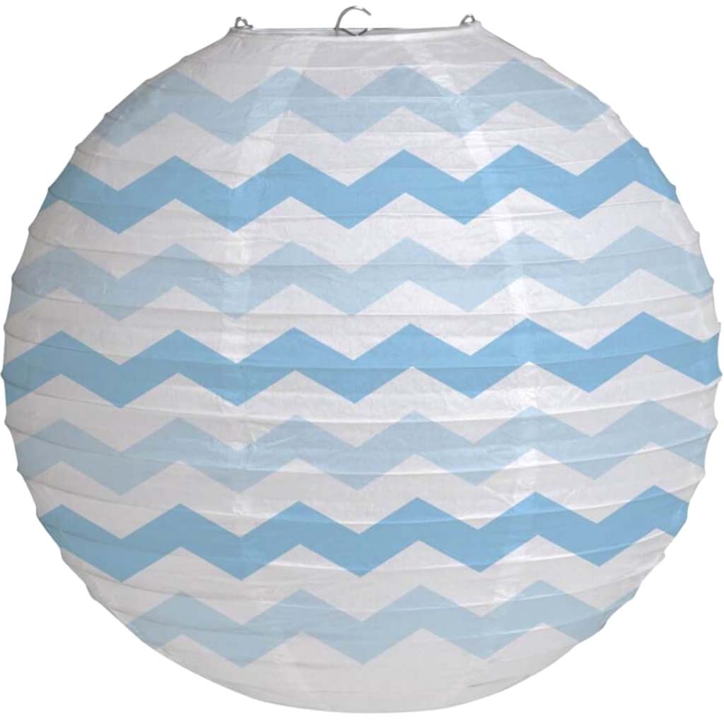 Lantern 12in, Chevron Pastel Blue 