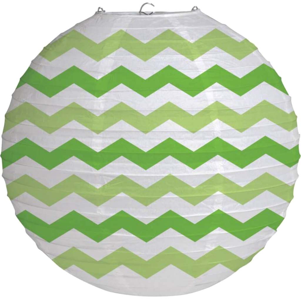 Lantern 12in, Chevron Fresh Lime 