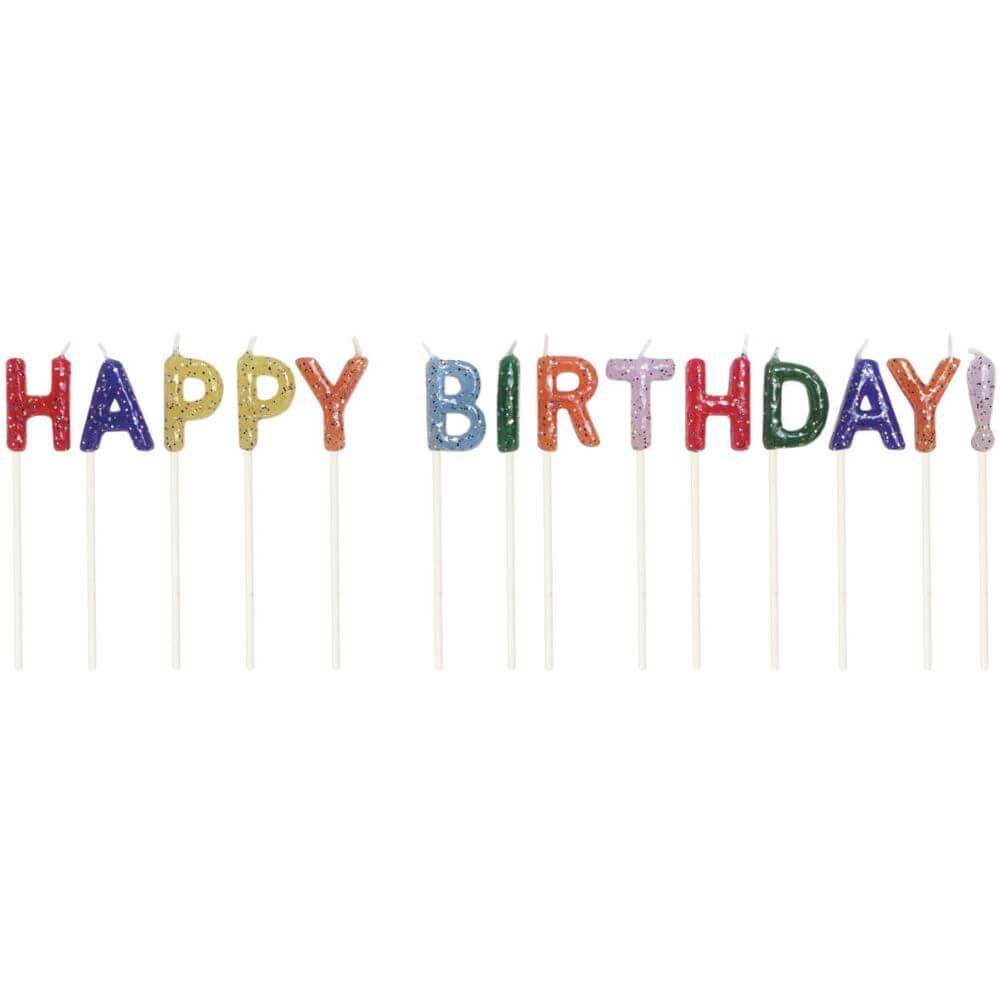 Happy Birthday Glitter Pick Candle Set 