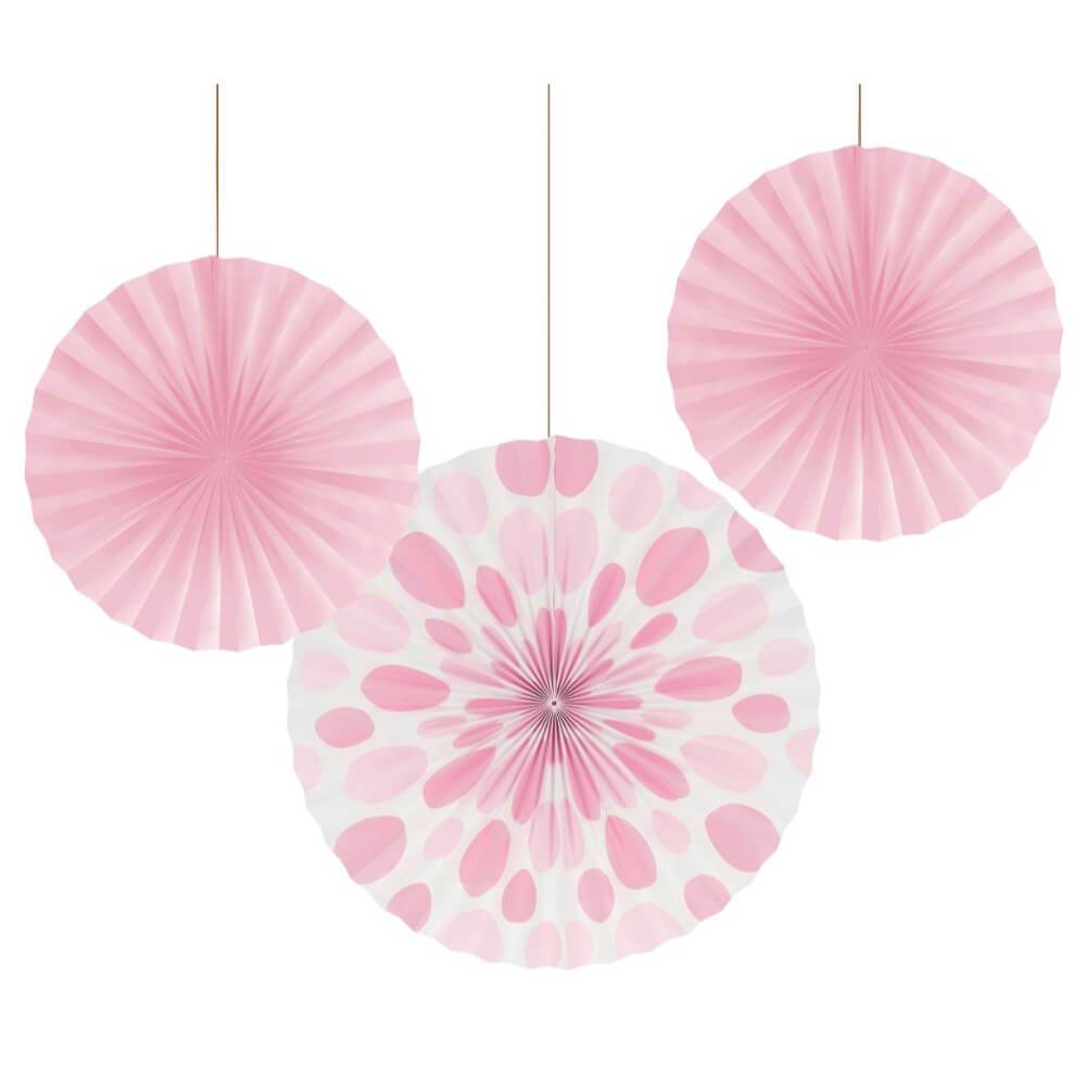 Paper Fan Baby Pink Dots 12/16In 