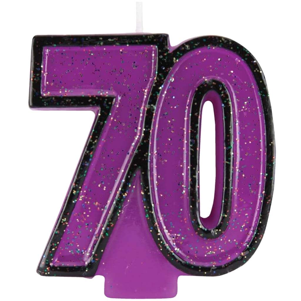 70th Number Candle Glitter 