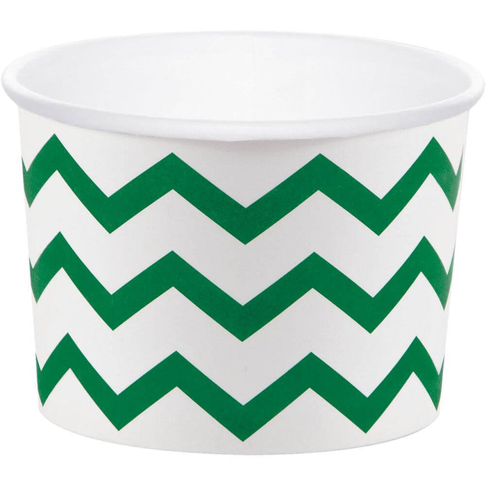 Chevron Green Treat Cups 9oz 