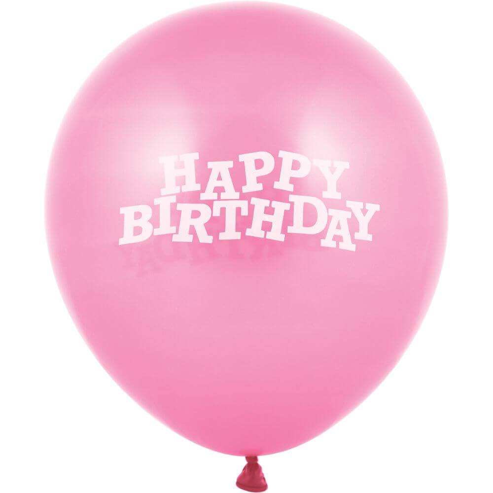 Happy Birthday Latex Balloons 12in, Pink 