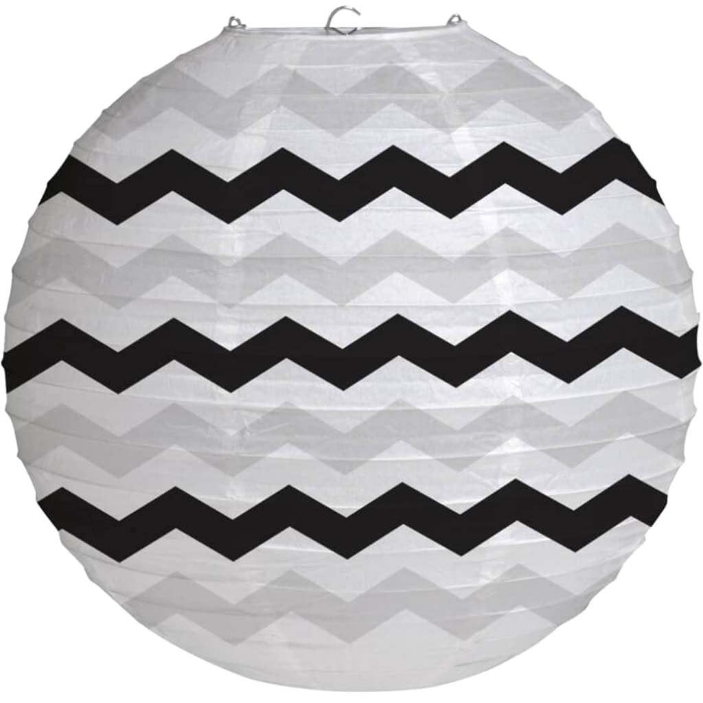 Lantern 12in, Chevron Black 