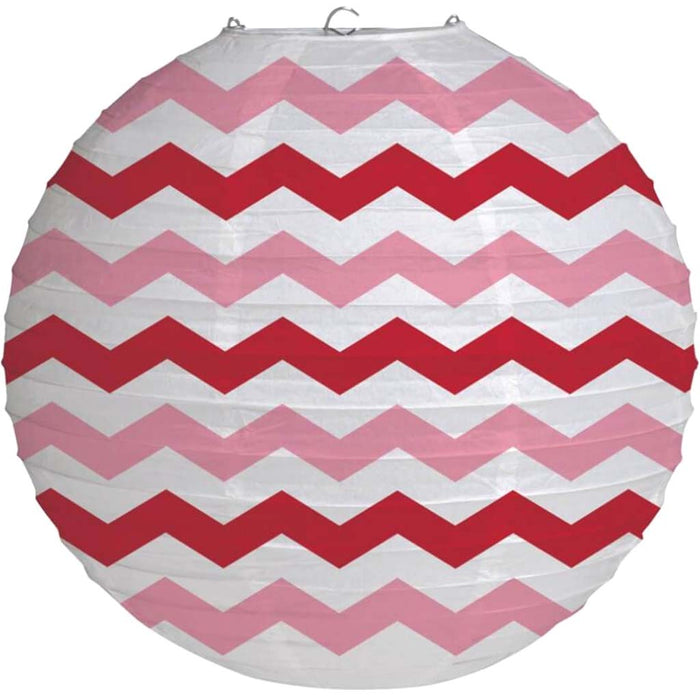 Lantern 12in, Chevron Classic Red 