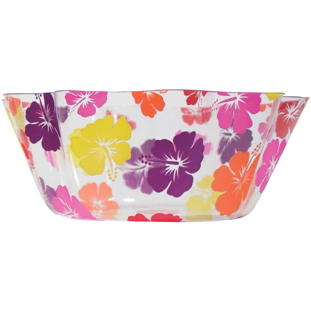 Fluted Bowl 8in, Luau Hibiscus 