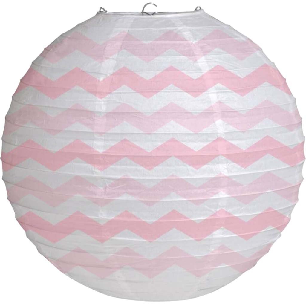 Lantern 12in, Chevron Classic Pink 