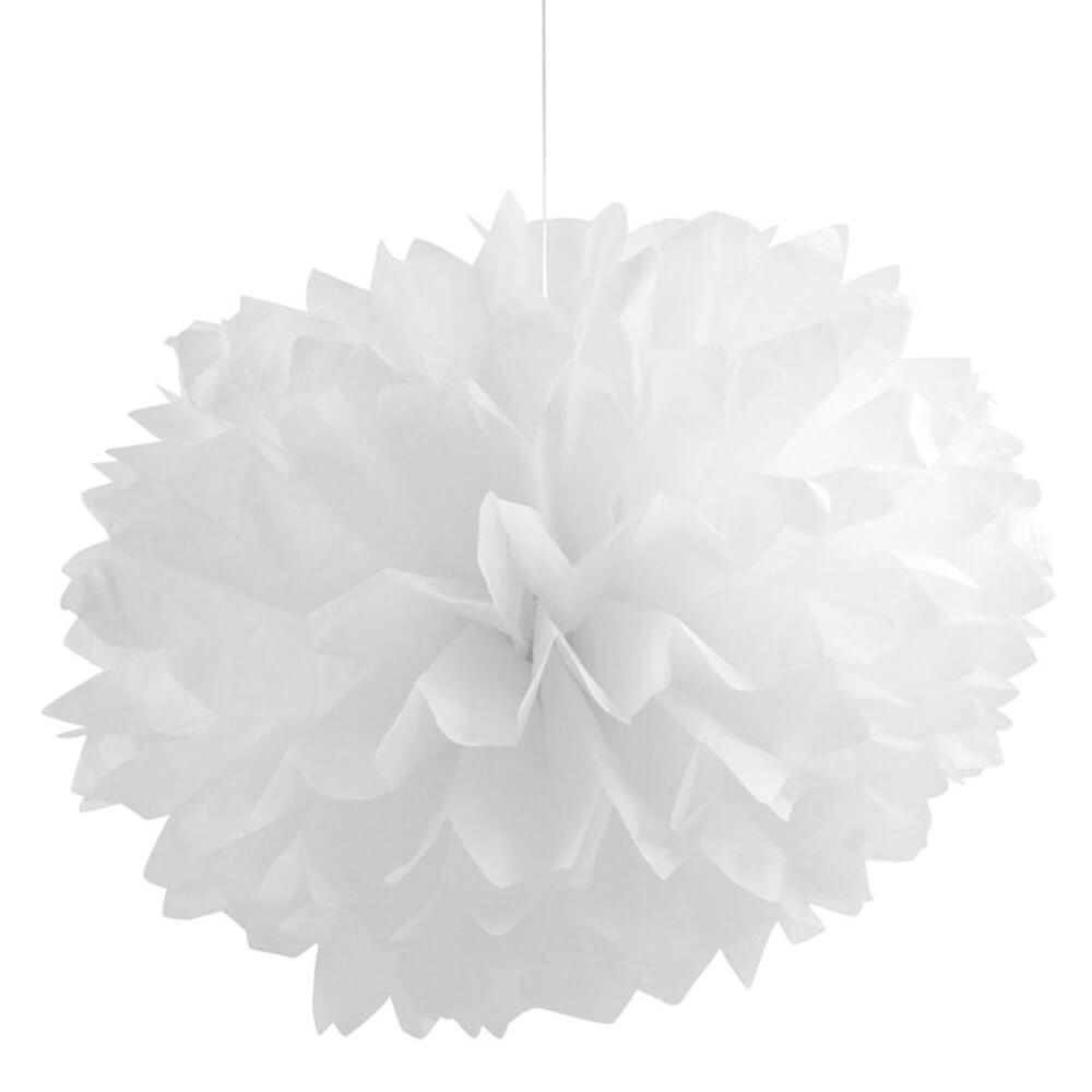 Tissue Balls Fluffy White 16In 