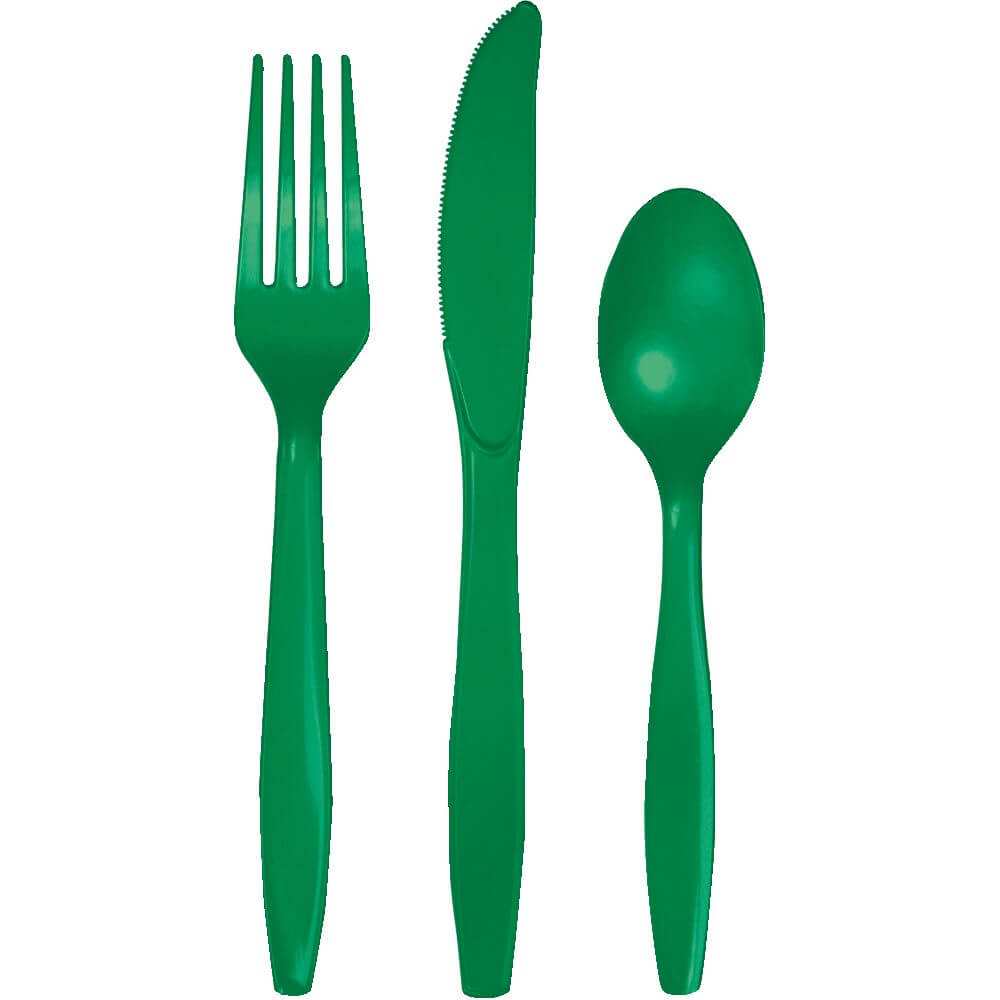 Premium Plastic Cutlery Emerald Green 24Ct 