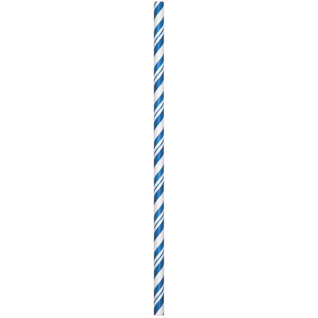 Paper Straws Striped 24ct, True Blue 