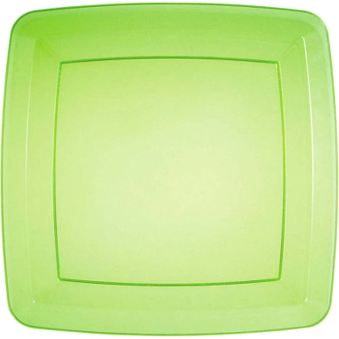 Translucent Green Plastic Plates Square 10in 8ct 