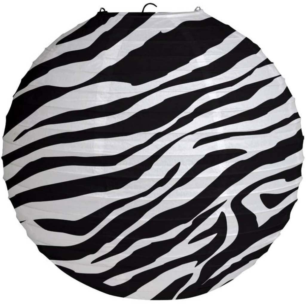 Zebra Printed Lantern 12in 