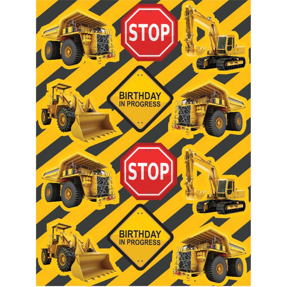 Construction Birthday Zone, Favors Sticker 