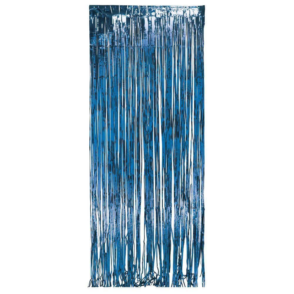 Door Curtain Foil Fringe 8ft x 3ft Blue 