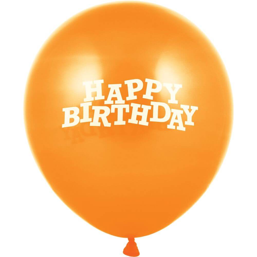 Happy Birthday Latex Balloon 12in Orange 