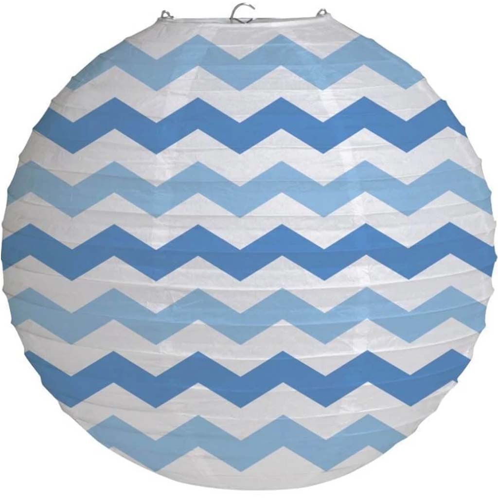 Lantern 12in, Chevron True Blue 