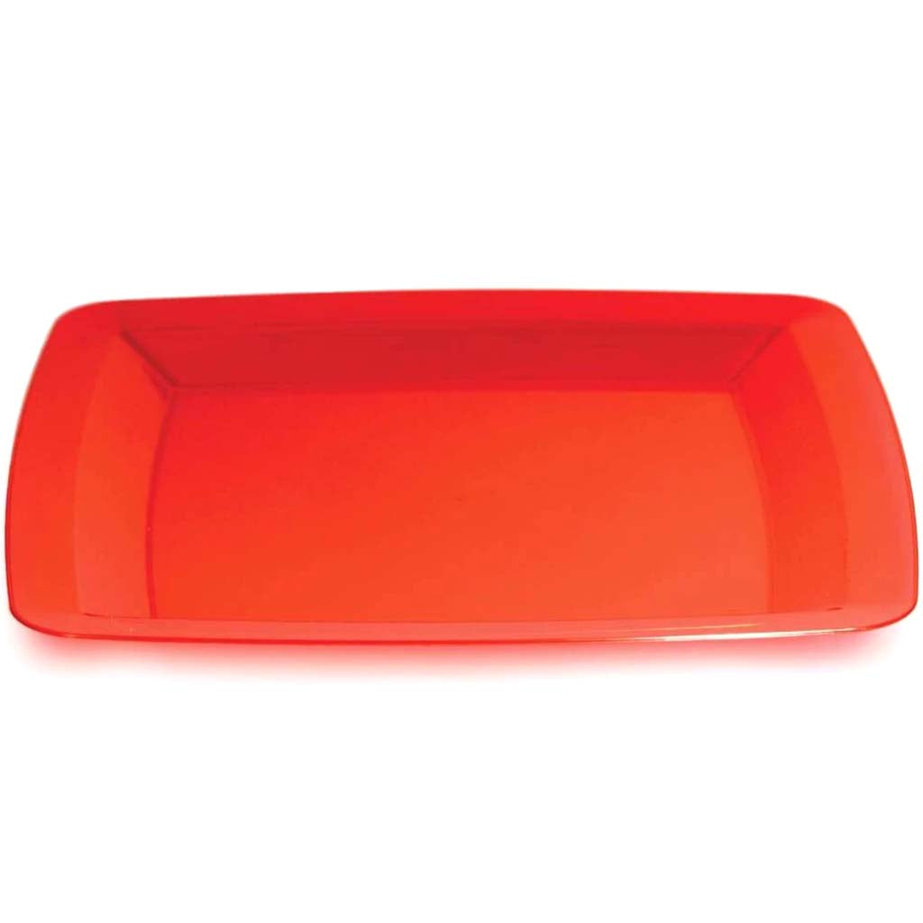 Translucent Red, Plastic Plates Square 8ct 10in 