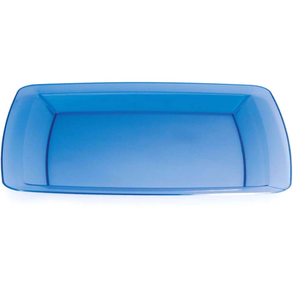 Translucent Blue, Plastic Plates Square 8ct 10in 