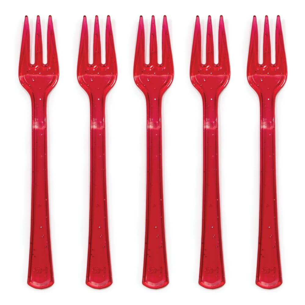 Glitz Red Glitter Plastic Mini Cutlery 24ct 