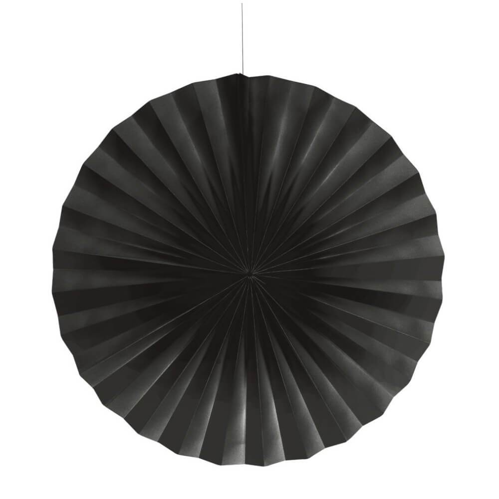 Paper Fan Black Velvet 16In 