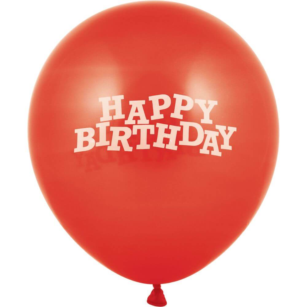 Latex Balloon 12in, Happy Birthday Classic Red 