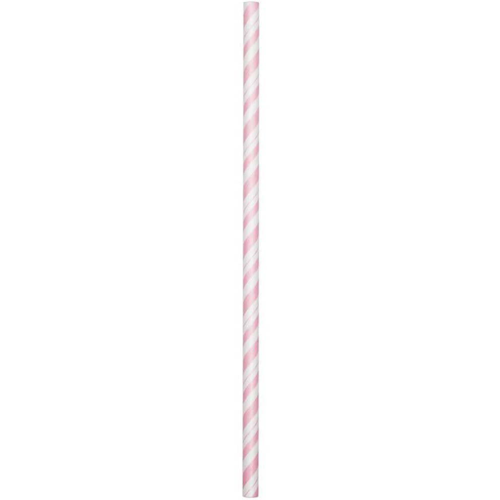 Paper Straws Stripe 24ct, Class Pink 