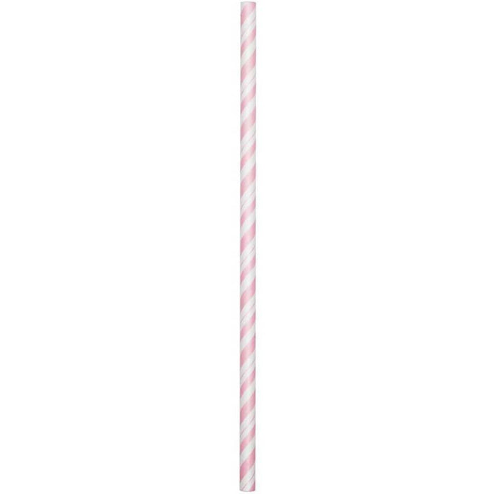 Paper Straws Stripe 24ct, Class Pink 