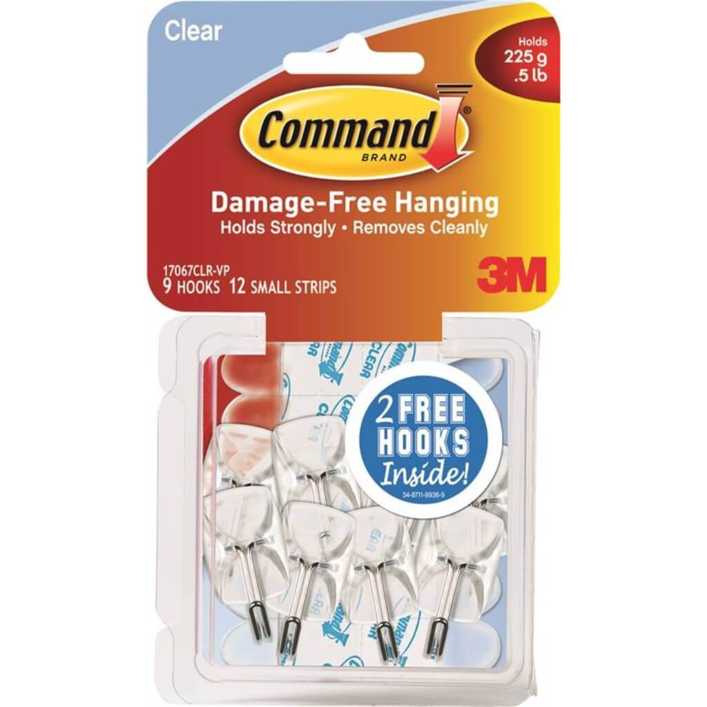 3M Command Clear Wire Hooks Value Pack of 9 