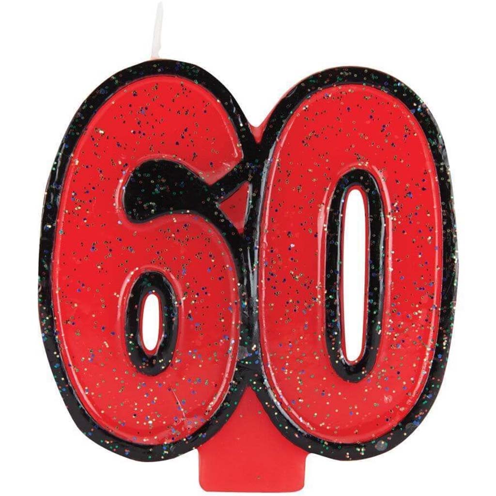 60th Glitter Number Candle 