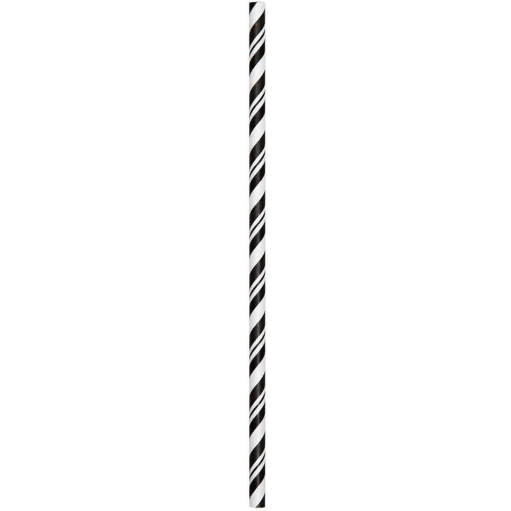 Paper Straws Striped 24ct, Black 