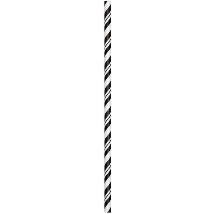 Paper Straws Striped 24ct, Black 