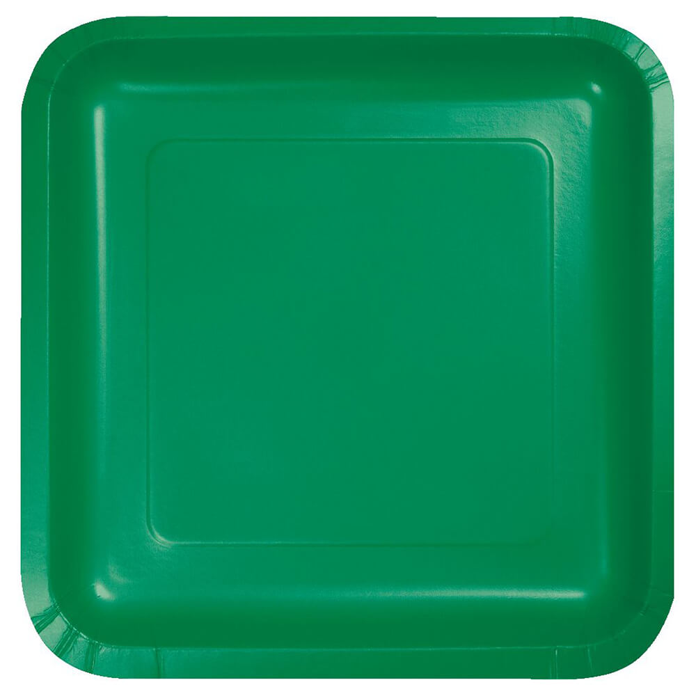 Emerald Green Square Paper Plates 7in 18ct 