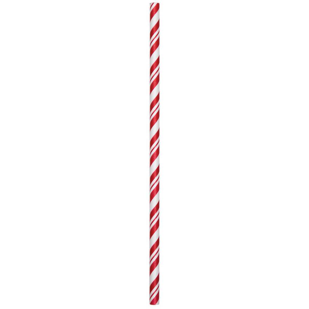 Paper Straws Stripe 24ct, Classi Red 