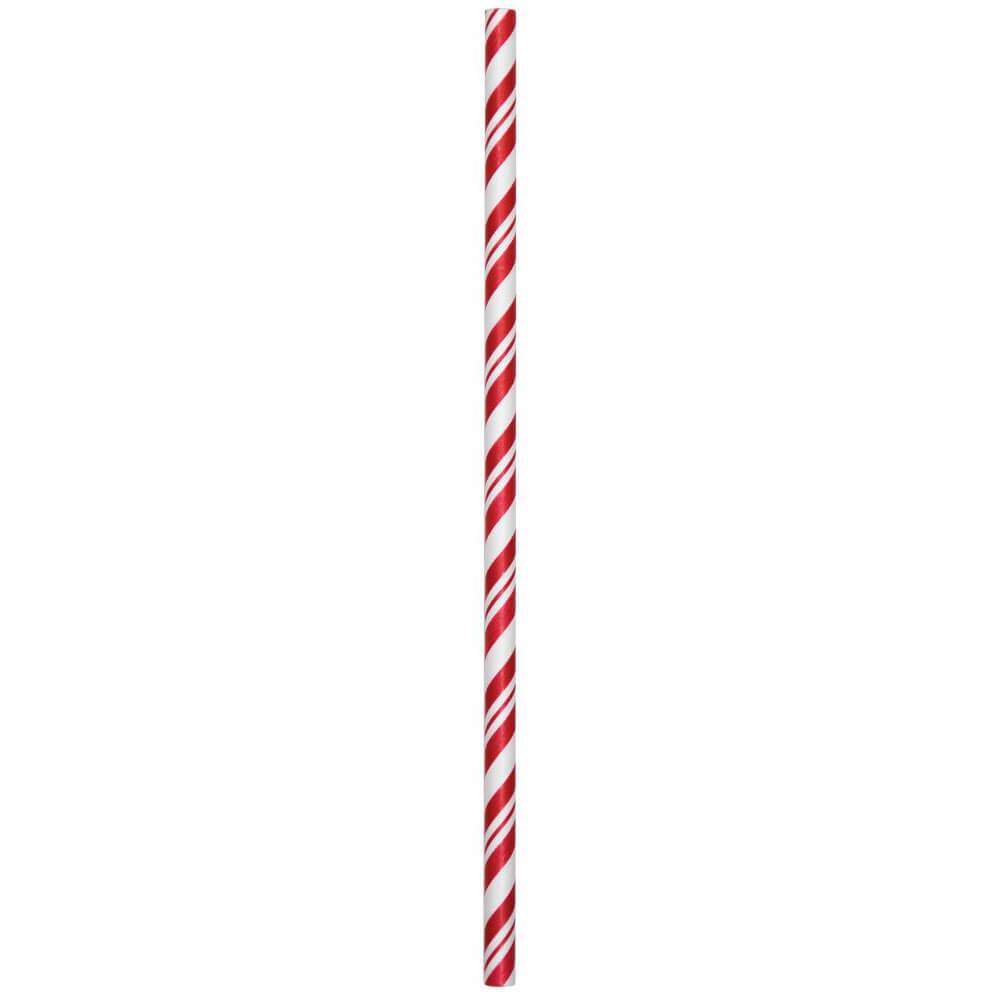 Paper Straws Stripe 24ct, Classi Red 