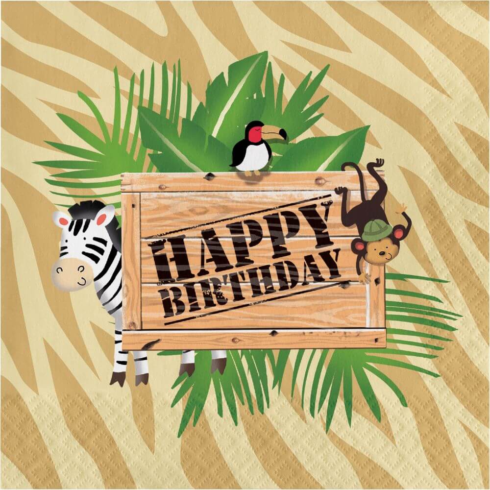 Safari Adventure Happy Birthday, Luncheon Napkins 3ply 16ct 