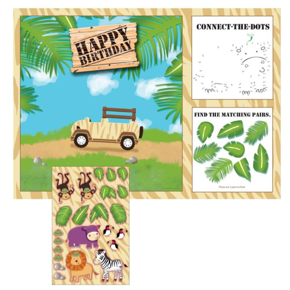 Safari Adventure Placemats with Activity Stickers 