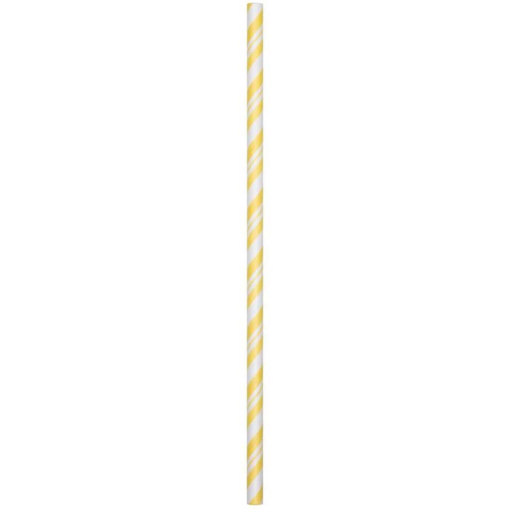 Paper Straws Striped 24ct, Yellow 