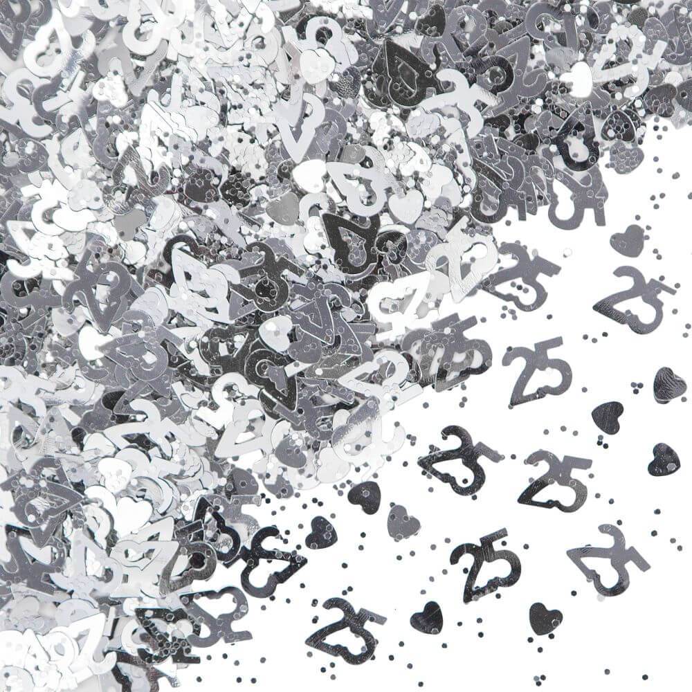 25th Anniversary Silver, Foil Confetti 