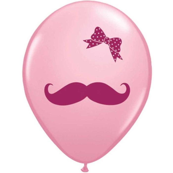 Mustache & Ribbon Latex Balloon 11in 
