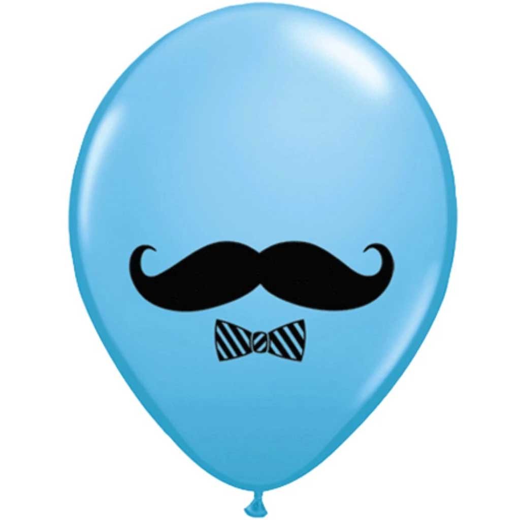 Mustache &amp; Bow Tie Latex Balloon 11in 