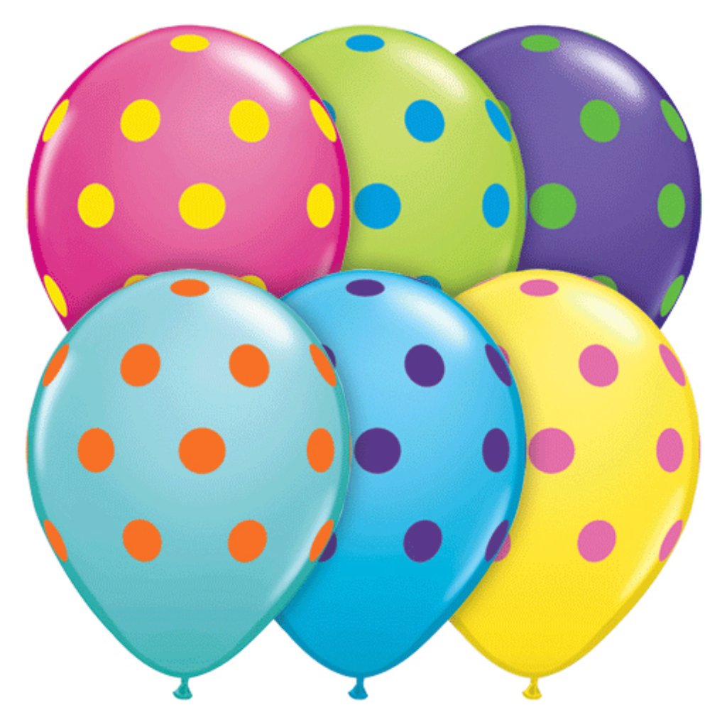 Big Dots Colorful Asst Latex Balloon 11in 