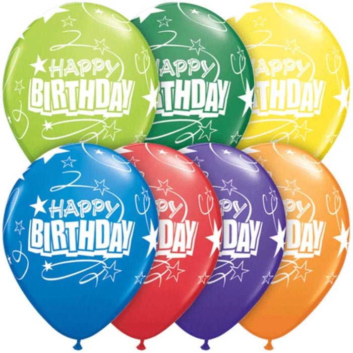 Birthday Loops & Stars Latex Balloon 11in 