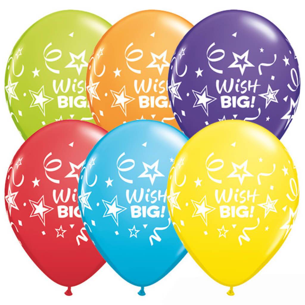 Wish Big Stars &amp; Streamers Latex  Balloon 11in