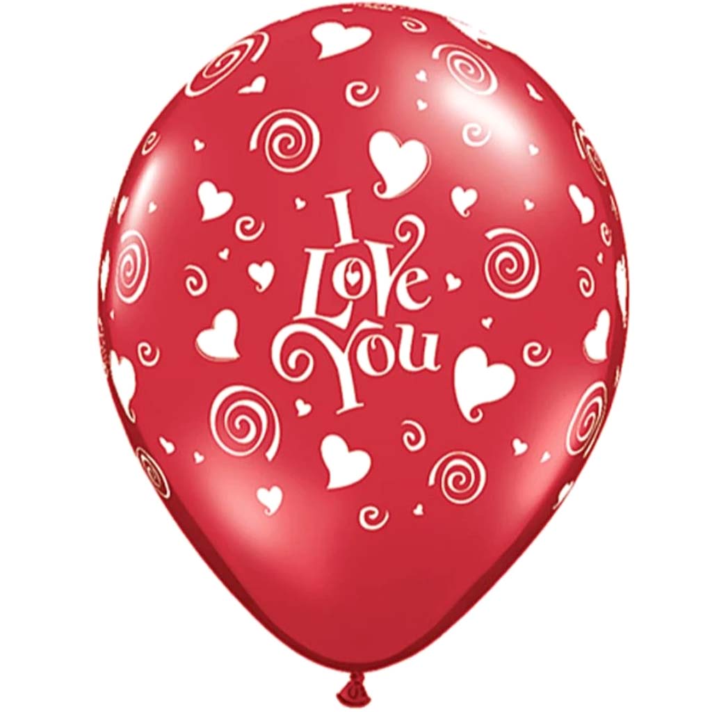 I Love You Swirling Heart Latex Balloon 11in